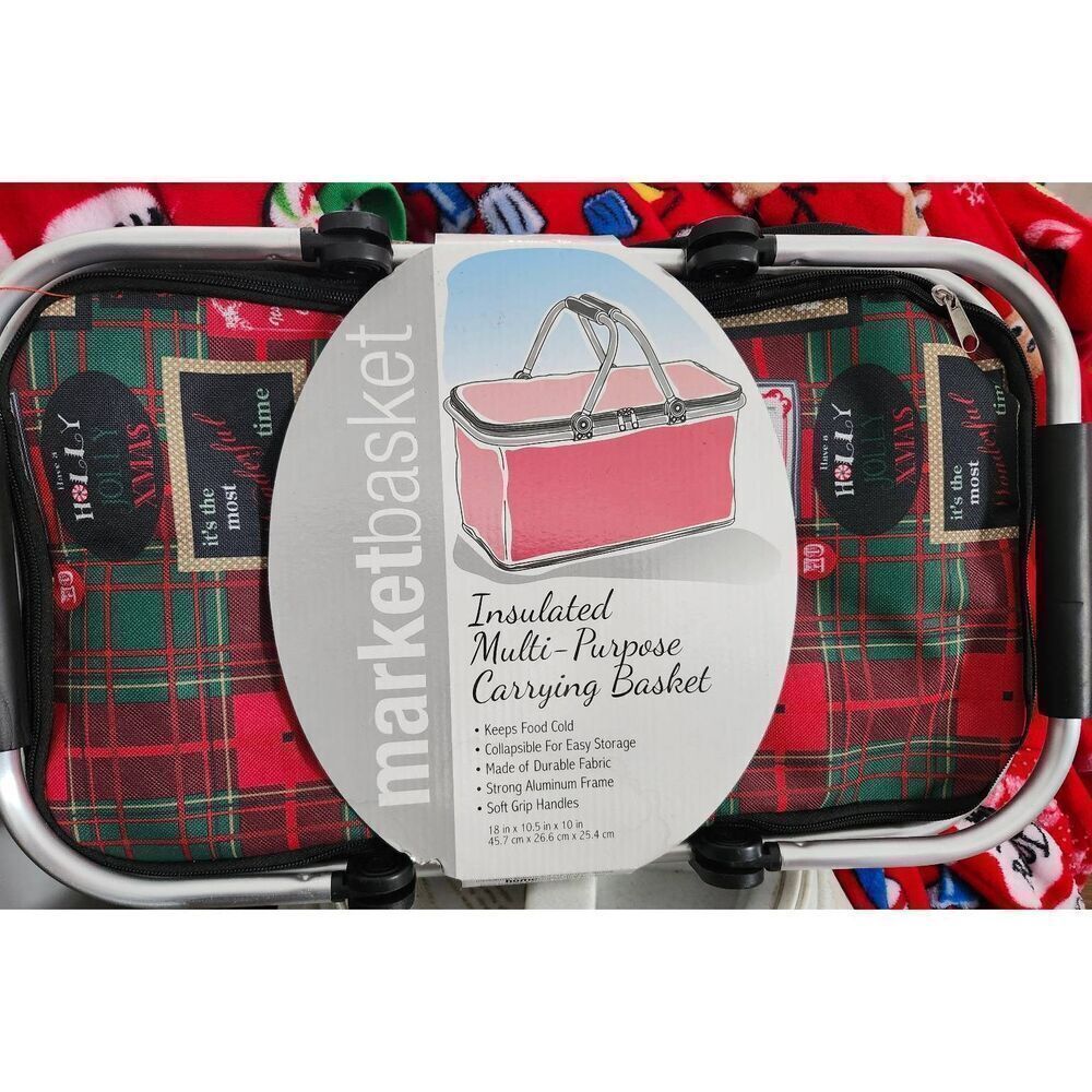 insulated multi-purpose carrying basket with a Christmas theme. NWT